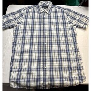 DVISION Men’s L Plaid Shirt Blue/White Long Sleeve Button-Up Pockets